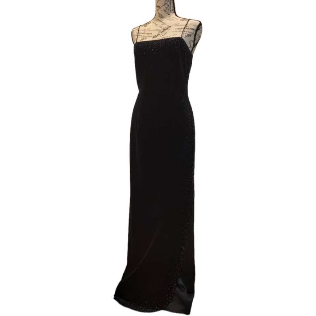Vintage 90s Dave & Johnny Black Velvet Dress Size 5/6